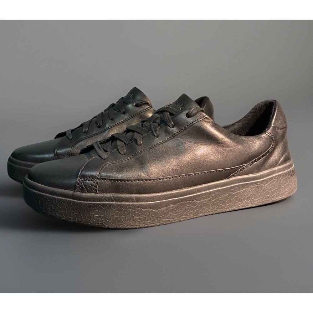 Kizik Vegas Black Leather Hands Free Sneakers Men's Size 11.5 Wide Slip On Shoes